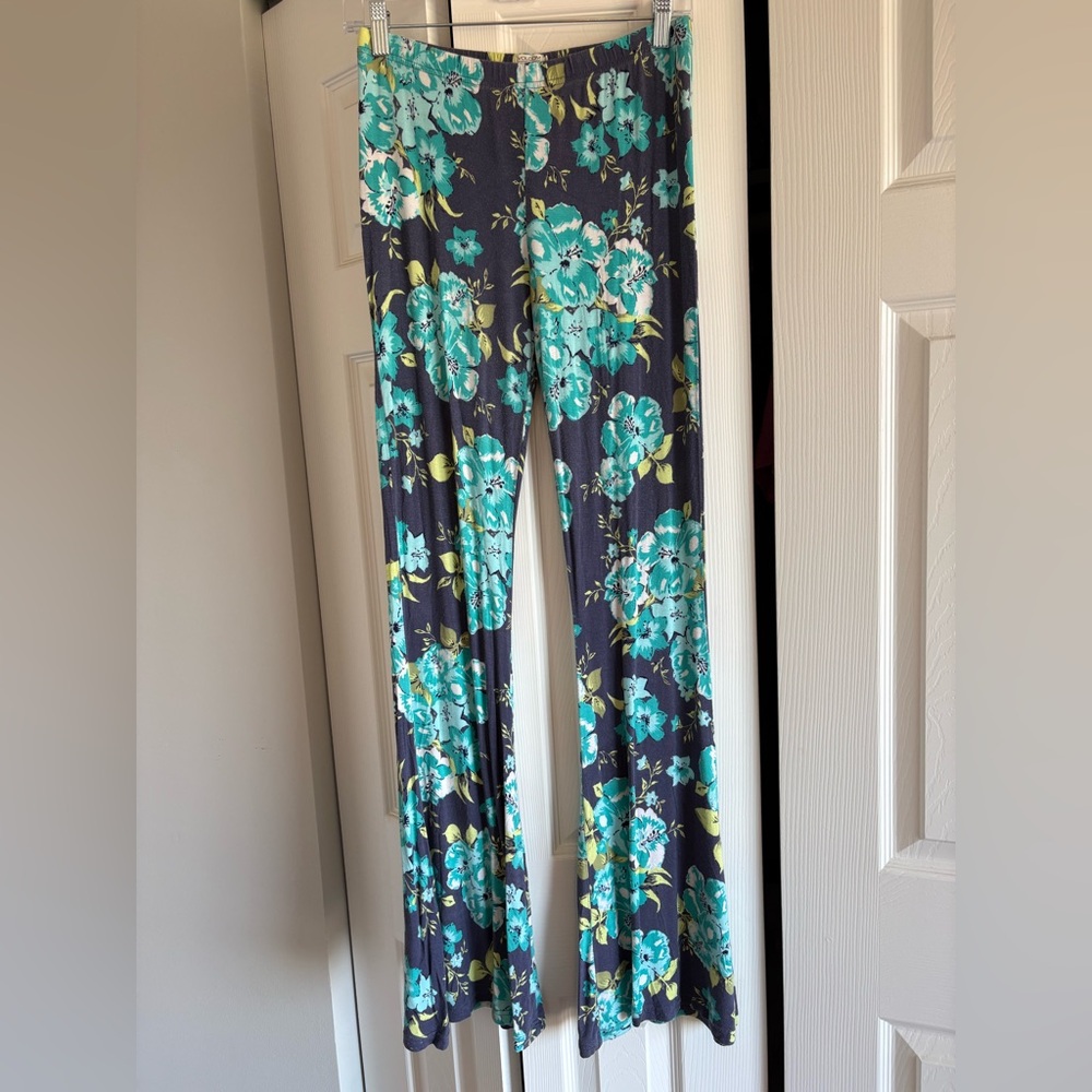 Volcom blue and Green floral Patterned flare Pants